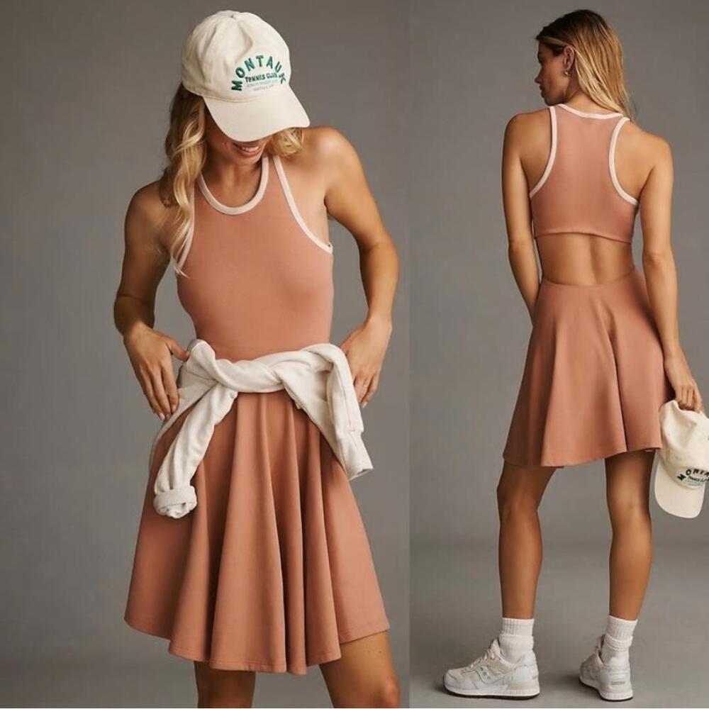 Anthropologie Daily Practice Cutout Back Fit & Flare Dress‎ Rose Pink Sporty Y2K